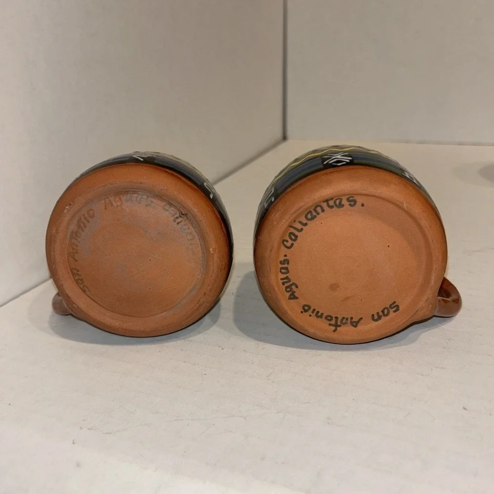 Terra Cotta Aztec Style Mug Set Of 2‎ San Antonio Aguas Caliantas
